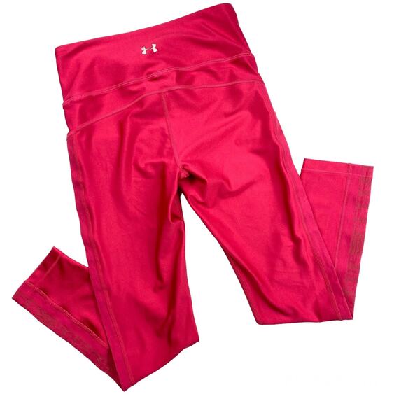 Under Armour HeatGear Impulse Leggings Pink Ankle Crop Mesh Side Womens Small - Picture 2 of 9